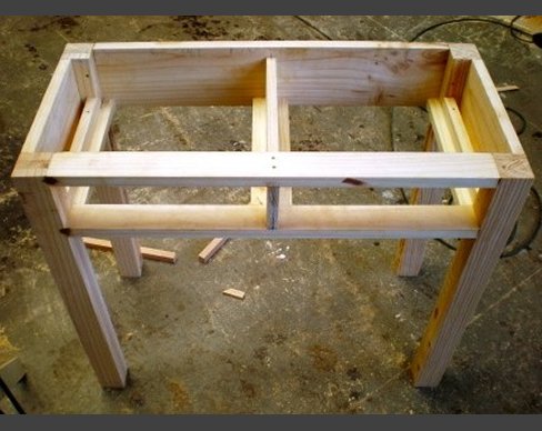 A pine unit for retail during the construction process. Pine unit